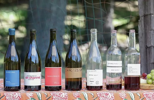 Row of Wine bottles on a table
